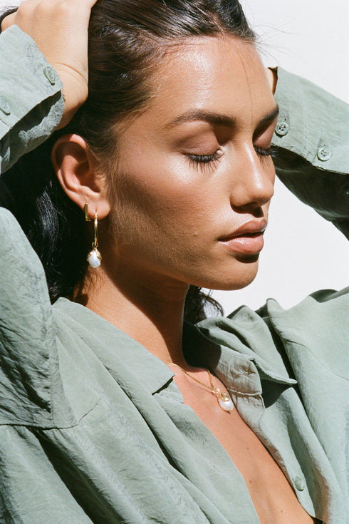 PEARL LEAF EARRING SILVER